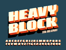 Vector Alphabet; A Bold Block Lettering Font With 3d Depth And A Drop Shadow