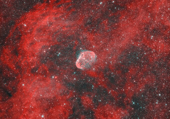 Wall Mural - close up of crescent emission nebula also known as ngc 6888 in the cygnus constellation. at the cent
