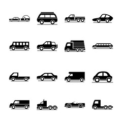 Canvas Print - car model mini truck campervan transport vehicle silhouette style icons set design