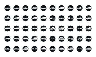 Poster - car model transport vehicle silhouette style icons set design