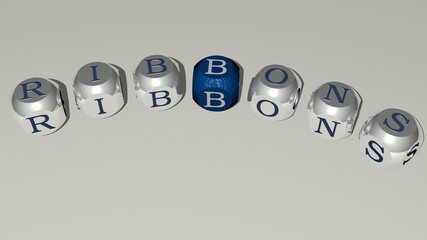 Fototapete - combination of RIBBONS built by cubic letters from the top perspective, excellent for the concept presentation. illustration and background