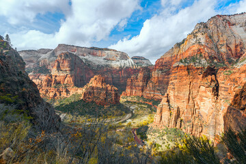 Wall Mural - Aerial view of Big Bend from Hidden Canyon Trail..Zion National Park.Utah.USA