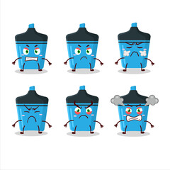 Canvas Print - Blue highlighter cartoon character with various angry expressions