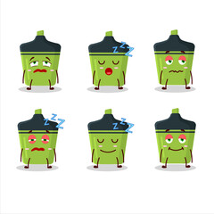 Sticker - Cartoon character of green highlighter with sleepy expression