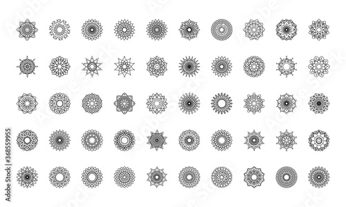 Fotografía mandala decoration ornament flower motif ethnic oriental line style icon set