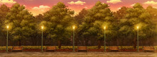 Park Anime Background - Afternoon And Light On.	
