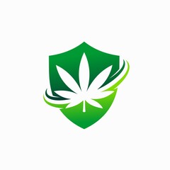 cannabis with shield vector template