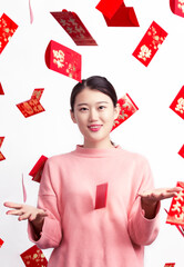 Sticker - Girls give red envelopes for New Year