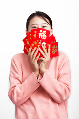 Sticker - Girls give red envelopes for New Year