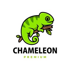 Sticker - cute chameleon cartoon logo vector icon illustration