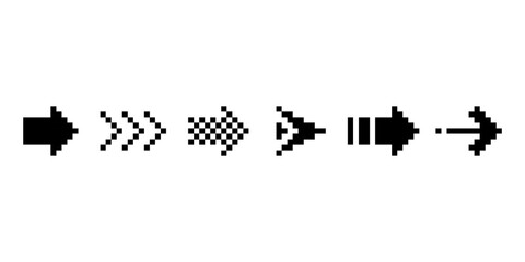 Image of pixel arrows. 8 bit pixel arrows in vector illustration. doodle abstract arrow in pixel art. Eps 10