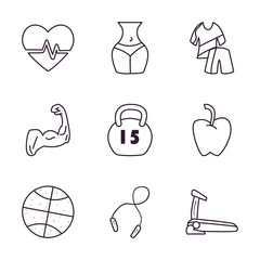 Healthy and sport line style icon set vector design