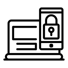 Poster - Locked data laptop authentication icon. Outline locked data laptop authentication vector icon for web design isolated on white background