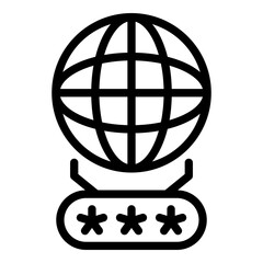 Poster - Global smart authentication icon. Outline global smart authentication vector icon for web design isolated on white background