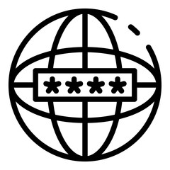 Poster - Global internet authentication icon. Outline global internet authentication vector icon for web design isolated on white background
