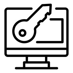 Poster - Secured pc remote control icon. Outline secured pc remote control vector icon for web design isolated on white background