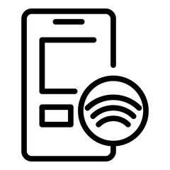 Poster - Smartphone wifi remote access icon. Outline smartphone wifi remote access vector icon for web design isolated on white background