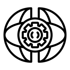 Poster - Operating system international gear icon. Outline operating system international gear vector icon for web design isolated on white background