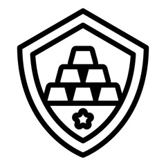 Poster - metallurgy gold bar shield icon. outline metallurgy gold bar shield vector icon for web design isola