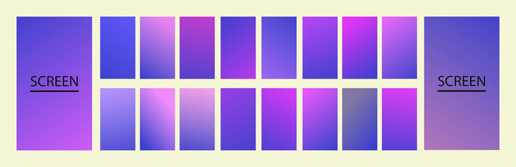 Poster - Set of Purple and violet abstract vector gradient backgrounds. Colorful texture for your design. Mobile app template