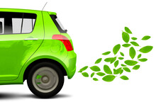 Green Car With Leaf
