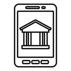 Poster - Smartphone bank online loan icon. Outline smartphone bank online loan vector icon for web design isolated on white background