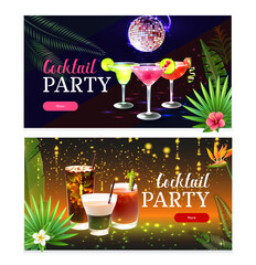 Poster - Realistic Cocktail Party Banners