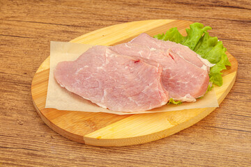 Raw pork steak for cooking