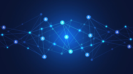 Fototapete - Vector illustration of connecting people and communication concept, social network.