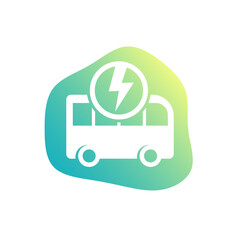 Poster - electric bus icon, green transport vector