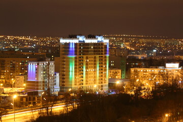 night city lights shooting from above