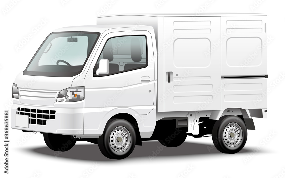 Car Illustration Mini Truck Business Car Coloring Base 商用車イラスト 軽自動車 軽トラック 軽パネルバン Wall Mural Prism Graph
