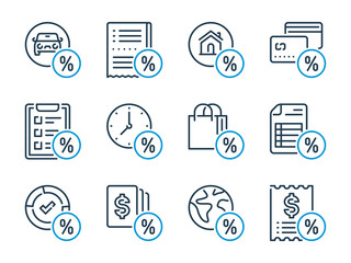 Wall Mural - Loan related vector line icon set. Fees outline icons. Tax icon collection.