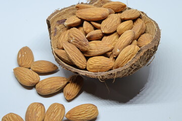 Almonds isolated on white background