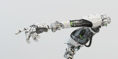 Wall Mural - Sci-fi robotic arm pointing with index finger, 3d rendering