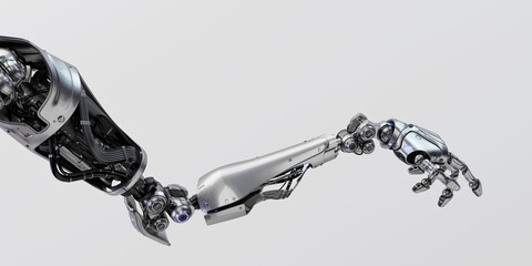 Sci-fi robotic arm pointing with index finger, 3d rendering