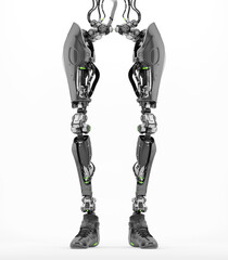 Sticker - Replacement robotic leg part, 3d rendering on white background