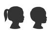 © tiena - Silhouettes of child face. Little girl and boy. Outlines baby in profile. Vector illustration