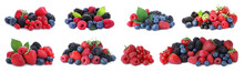 Set Of Different Mixed Berries On White Background, Banner Design