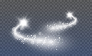 Poster - Comet on a transparent background. Bright Star. Starry beautiful path. Shooting star. Comet tail. Meteor flies. Space object.
