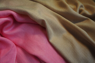 two scarves close pink and beige