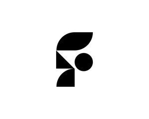 Abstract letter F logo icon design modern minimal style illustration. Creative alphabet from black geometric shapes emblem sign symbol mark logotype.