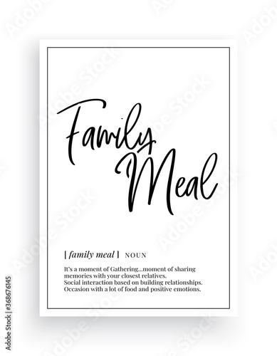 Fotografía Family meal definition, Minimalist Wording Design, Wall Decor, Wall Decals Vecto
