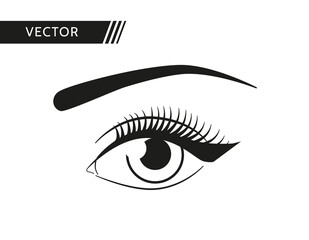 Beautiful eye vector icon. Eyeliner makeup simple flat illustration