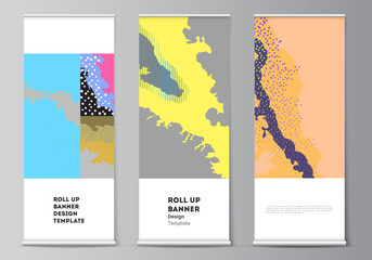 Poster - vector layout of roll up mockup design templates for vertical flyers, flags design templates, banner
