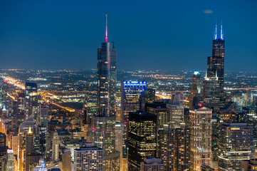 Fototapete - Chicago skyline at night 