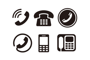 Poster - Set of Simple Flat Black Phone Icon Illustration Design, Silhouette Phone Symbol Collection Template Vector