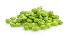 Green Soybeans Isolated On White Background