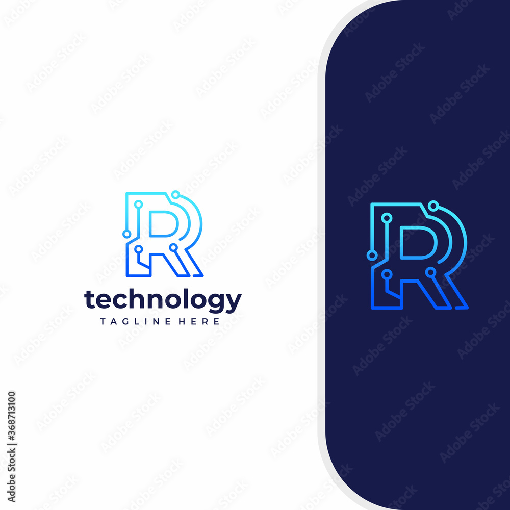 Letter R Technology, Line Dot Connection Logo Stock Vector | Adobe Stock