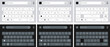 smartphone keyboard input alphabet or symbol mobile phone. vector modern keyboard of smartphone, alphabet buttons, dark and light UI mode.